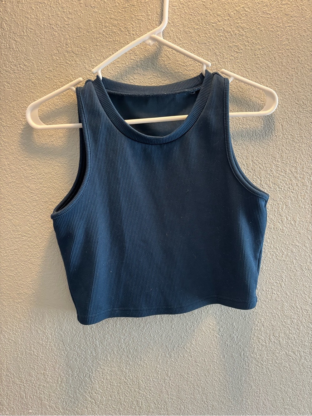 Women’s Ribbed Navy Crop Tank Top